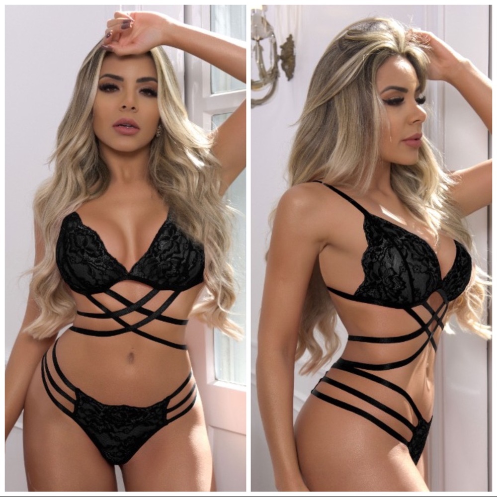 💖 NEW black transparent wireless lingerie set